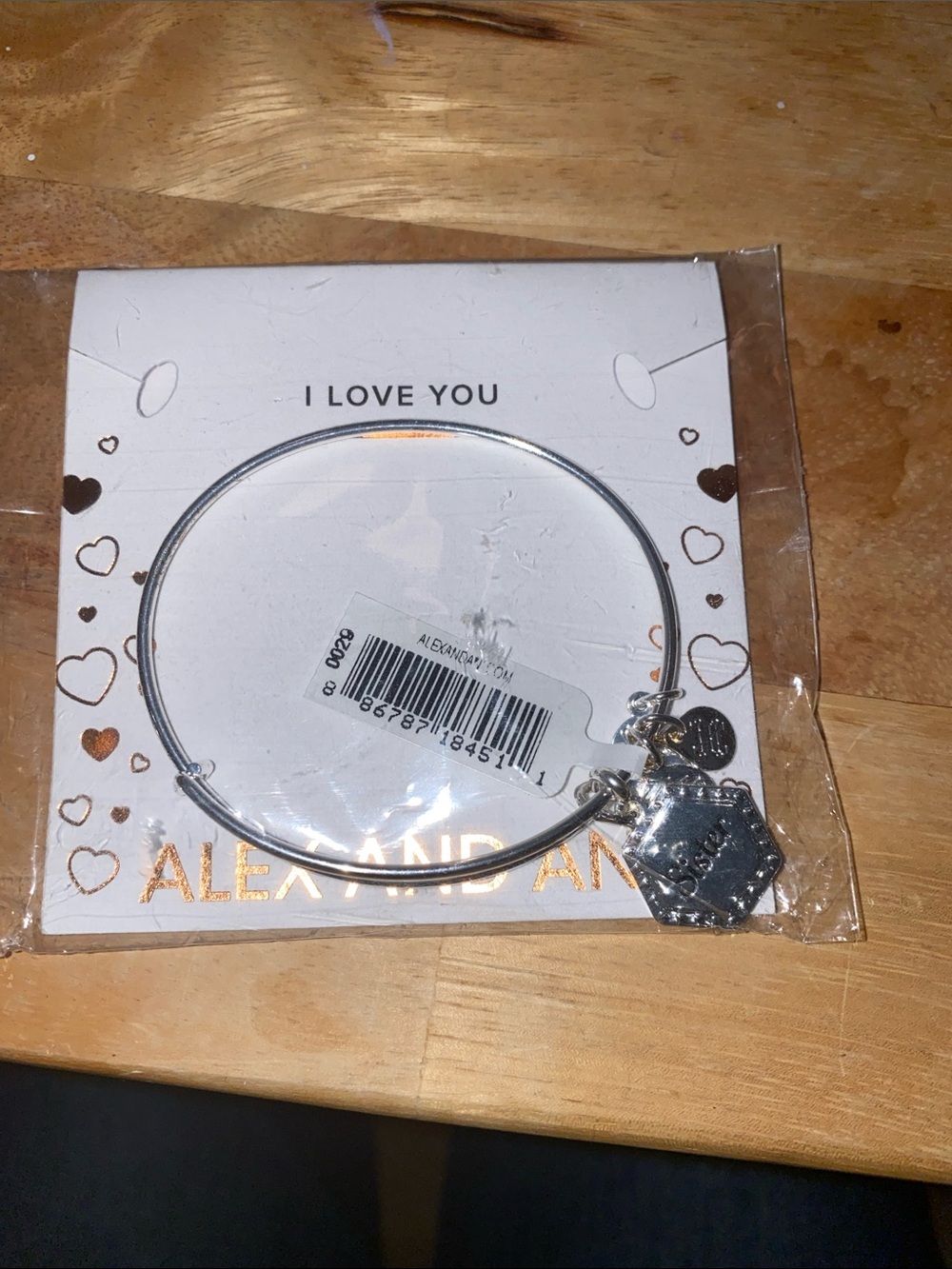 Alex and Ani Sister Silver Heart Charm Bangle